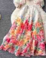 French Elegant Matching Sets Lantern Sleeve Single Breasted Shirts High Waist Long Skirts Flower Print Spring Women's Clothing - Image 3